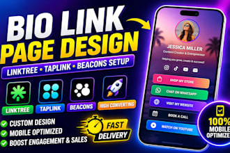 setup linktree, beacon, taplink, bio link landing page for your social media