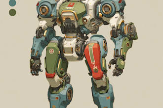 draw mecha robot armor character concept for you