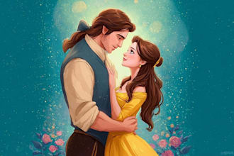 create cute disney cartoon couple portrait from your photo