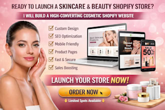 build skincare shopify store, skincare beauty shopify store cosmetic website