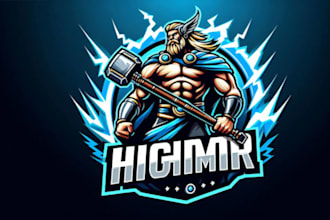 powerful thunder god mascot logo inspired by norse