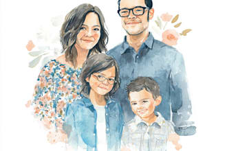 create a watercolor family portrait