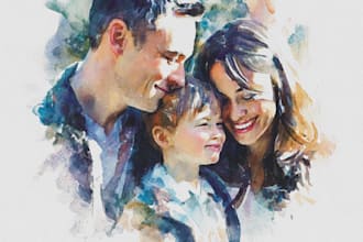create a watercolor family portrait