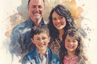 create a watercolor family portrait