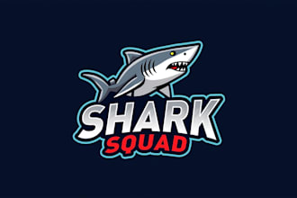 design outstanding shark squad logo with express delivery