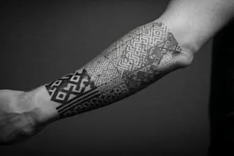 create sleeve tattoo design in geometric style