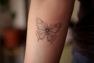 create a cute minimalistic line art tattoo design