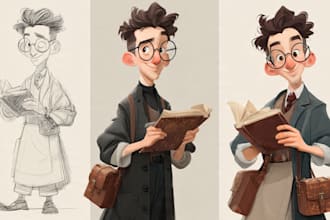 create professional character design illustration
