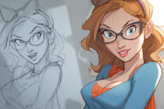 sketch cartoon characters and comic art