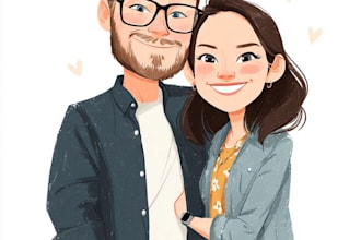 create a digital cartoon caricature or a couple caricature