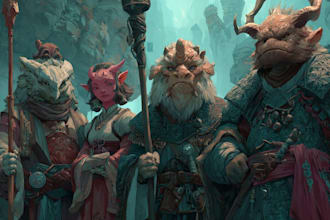draw your dnd party with cinematic lighting