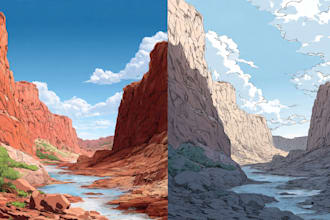 redraw landscape to cartoon vector