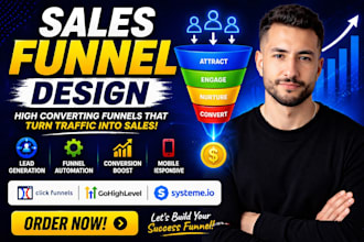design and automate clickfunnel sales funnel, ghl funnel, clickfunnels website