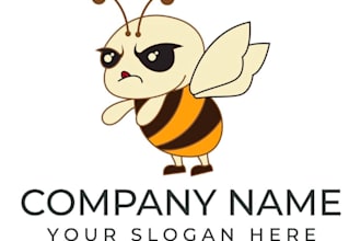 draw mascot bee clean carpet restoration logo