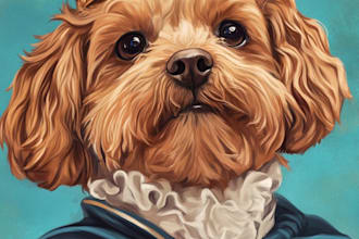 create a custom pet portrait, dog portrait cat portrait