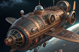 draw custom spaceship sci fi steampunk art