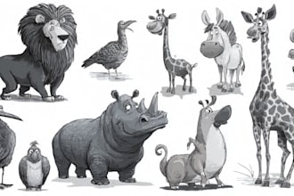 draw animals in cartoon style