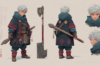 design a professional 2d character reference sheet for your oc