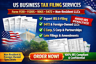 prepare and efile US tax returns for business 1120s, 1120,  1065, 5472