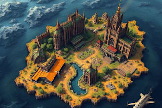 illustrate a gorgeous fantasy vector map design world art