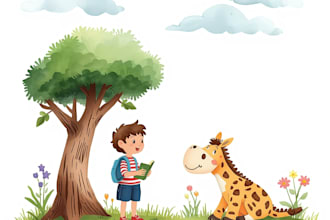 draw watercolor childrens story book illustration