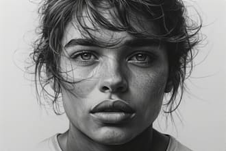 draw detailed charcoal pencil art professionally for you
