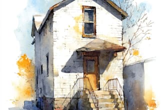 draw house or building photo into watercolor art