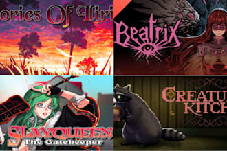design steam capsule art, game cover, and store page banners for indie game logo