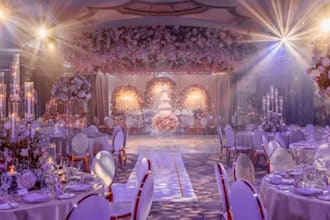 create stunning 3d wedding decoration, stage, backdrop and event space design