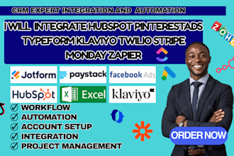 integrate hubspot pinterestads typeform klaviyo twilio stripe monday zapier