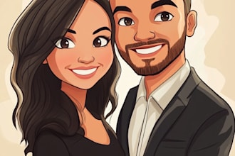 make an amazing wedding couple caricature