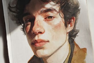 watercolor portrait painting, photo to watercolor portrait