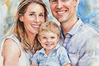 draw watercolor family portrait in procreate