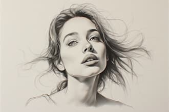 make a realistic pencil portrait and charcoal sketch of people