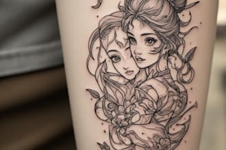 make anime tattoo design for you