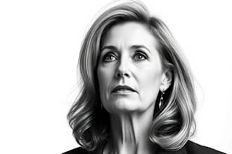 paint a gorgeous a hedcut wsj portrait style from photo