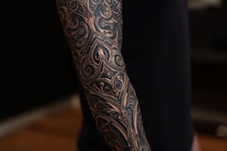 draw custom tattoo design realistic, full sleeve tattoo
