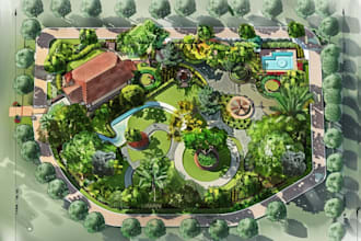 make property and plat map, site plan, landscape design, and rendering