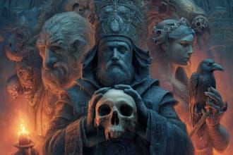 reate a fantasy horror character art and horror art