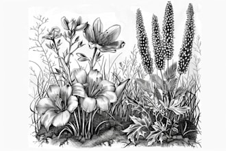 create ink drawings of plants and flowers