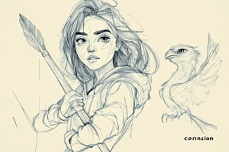 draw ink and pencil illustration for you