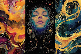 illustrate custom abstract psychedelic art for your