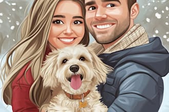 do couple caricature illustration for you