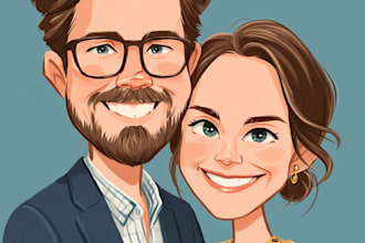 do couple caricature illustration for you