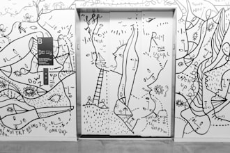 design custom office mural art, office wall art, decal graffiti mural doodle art