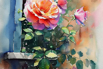 paint realistic landscape watercolor painting illustration