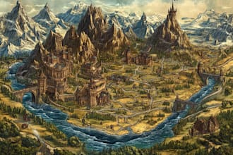 detailed hand drawn fantasy map illustration custom map