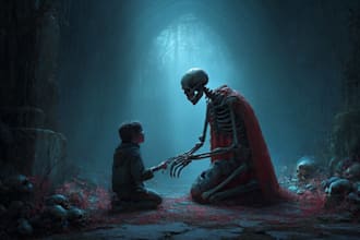 draw horror fantasy art with dark style