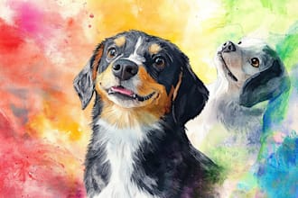 draw watercolor pet portrait