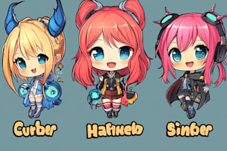 design cute animals emoticon, stickers, character, chibi